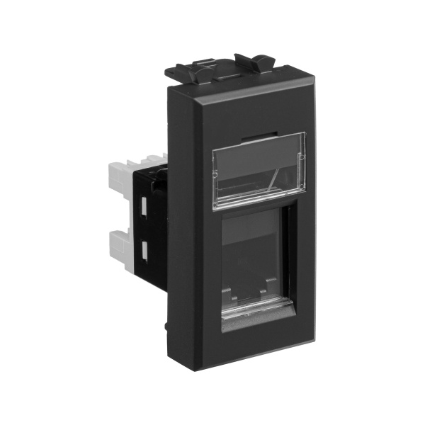 Телефонная розетка RJ-12 модульная, "Avanti", "Черный матовый", 1 модуль DKC Телефонная розетка RJ-12 модульная, "Avanti", "Черный матовый", 1 модуль DKC