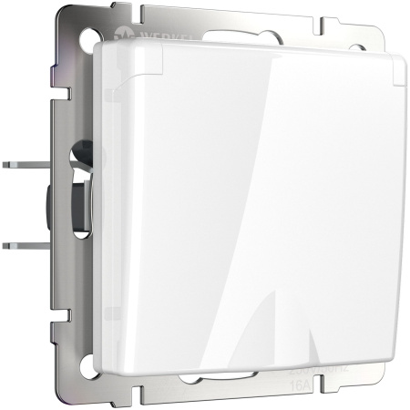 Встраиваемые механизмы Розетка СУ 1 мест. с зазем. с защит. крышкой и шторками 16А Белый IP44 Werkel