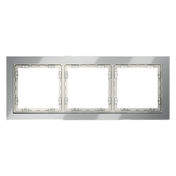 Рамка стеклянная Voltum S70 на 3 поста, (сталь, стекло)