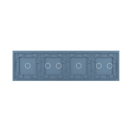 Панель для четырех сенсорных выключателей, 6 клавиш (2+1+2+1), цвет синий, стекло Livolo