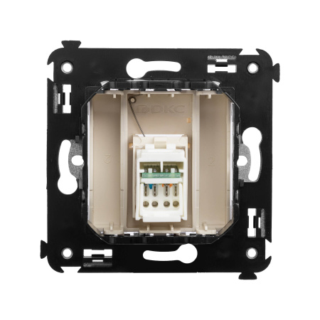 Компьютерная розетка RJ-45 в стену, кат.5e одинарная, "Avanti","Ванильная дымка" DKC