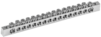 Шина PEN "земля-ноль" 6х9мм 16/2 с никелевым покрытием (16групп/крепеж по краям) IEK