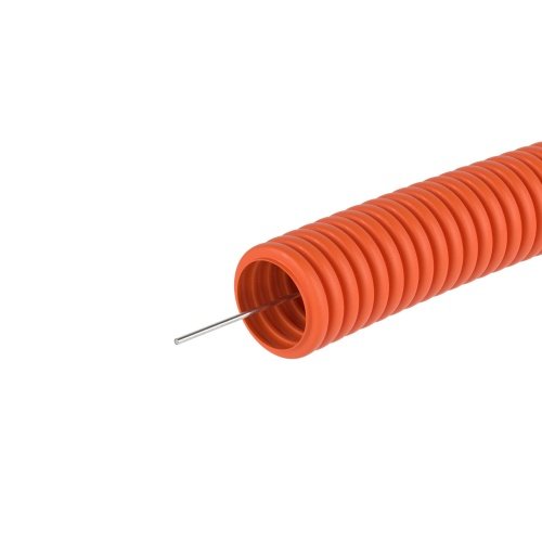 Труба ПНД гибкая гофр. д.20мм, лёгкая с протяжкой, 100м, цвет оранжевый DKC фото 4