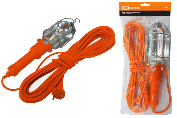 Светильник переносной УП-2Р круглая вилка 2Р/5метров TDM Светильник переносной УП-2Р круглая вилка 2Р/5метров TDM