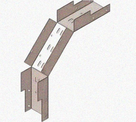 Лоток замковый перфорированный КСЗ 200х85-90 УХЛ1 для поворота трассы вниз на 90, горячее цинкование, S1,5