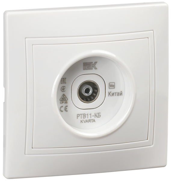 KVARTA Розетка 1-местная телевизионная проходная РТВ11-КБ белый IEK