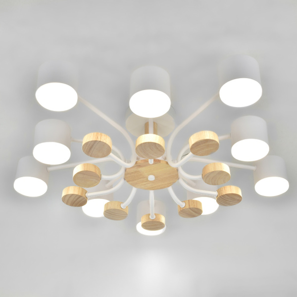 Люстра под лампу GCHL-10GX53-M Белая+Дерево Альберо General