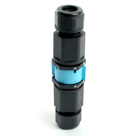 Соединитель-коннектор LD540 разъемный с замком 3-контактный, с пружинным контактом IP68, черный STEKKER