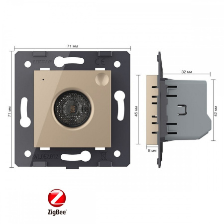 Датчик шума и освещенности ZigBee, цвет золотой (механизм) Livolo