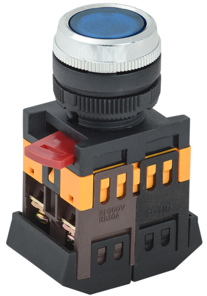 Кнопка ABLFS-22 синий d=22мм неон/240В 1з+1р IEK