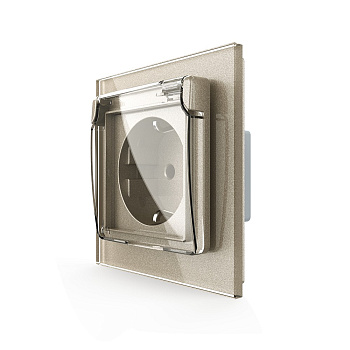 Розетка электрическая 16А с водонепроницаемой крышкой 1 пост, цвет шампань Livolo