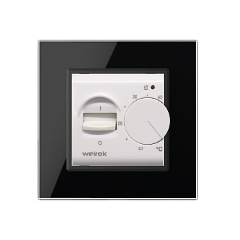 Терморегулятор Welrok MEX для рамки LIVOLO с механическим управлением, датчик пола 3 м, цвет белый с черной рамкой