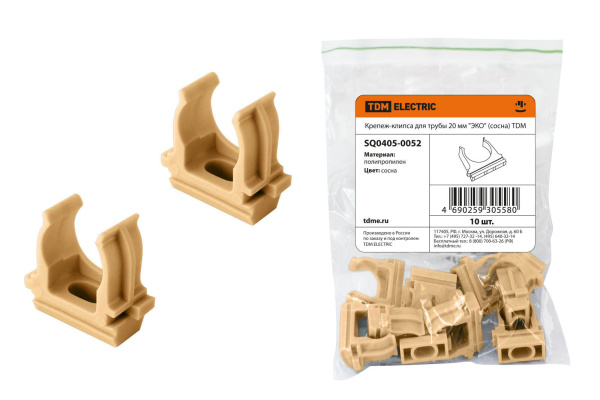 Крепеж-клипса для трубы 20 мм (1шт) "ЭКО" (сосна) TDM