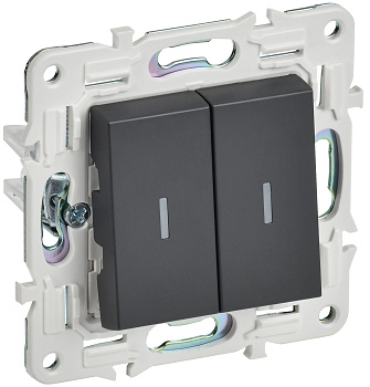 SKANDY Выключатель 2-клавишный проходной с индикацией 10А SK-V10T титан IEK