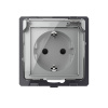 Розетка с заземлением защитными шторками водонепроницаемой крышкой серая (механизм) Livolo