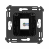 Компьютерная розетка RJ-45 без шторки в стену, кат.6А одинарная, "Avanti", "Черный квадрат" DKC