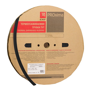 Термоусаживаемая трубка ТУТ нг 40/20 черная рулон PROxima EKF