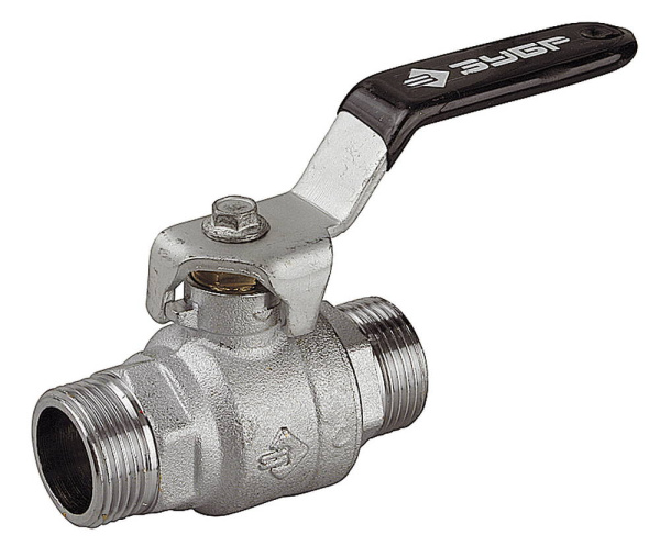 Кран шаровой полнопроходной "папа-папа", ручка, хромиров латунь, 3/4" ЗУБР