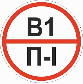 Знак "Категории помещения по взрывопожарной и пожарной опасности В1 П-I" 200х200 мм, пластик ГОСТ Р 12,4,026-2015 EKF
