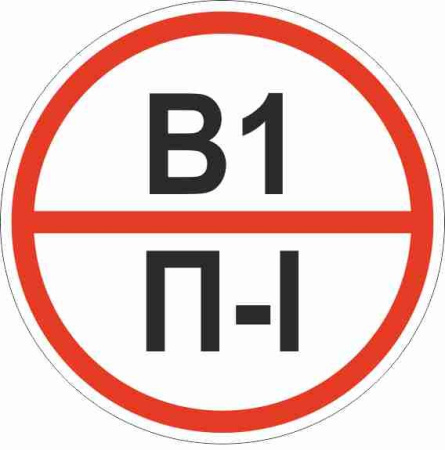 Знак "Категории помещения по взрывопожарной и пожарной опасности В1 П-I" 200х200 мм, пластик ГОСТ Р 12,4,026-2015 EKF