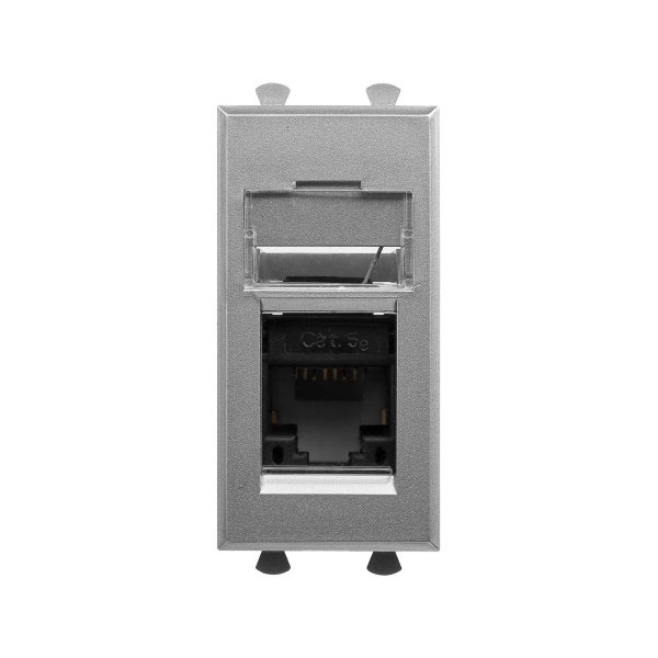 Компьютерная розетка RJ-45 модульная, кат.5е, "Avanti", "Закаленная сталь", 1 модуль DKC