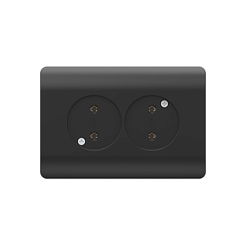 Розетка б/з со шторками двойная, 16А, черный NEW3-E CHINT