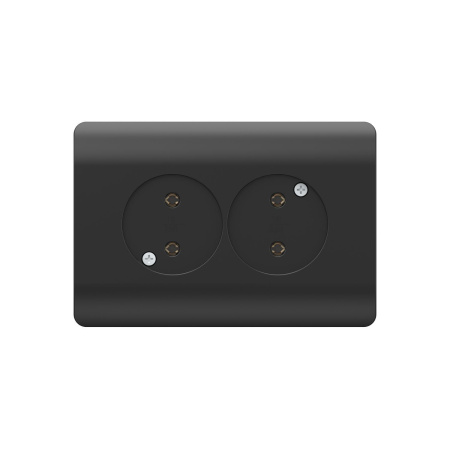 Розетка б/з со шторками двойная, 16А, черный NEW3-E CHINT