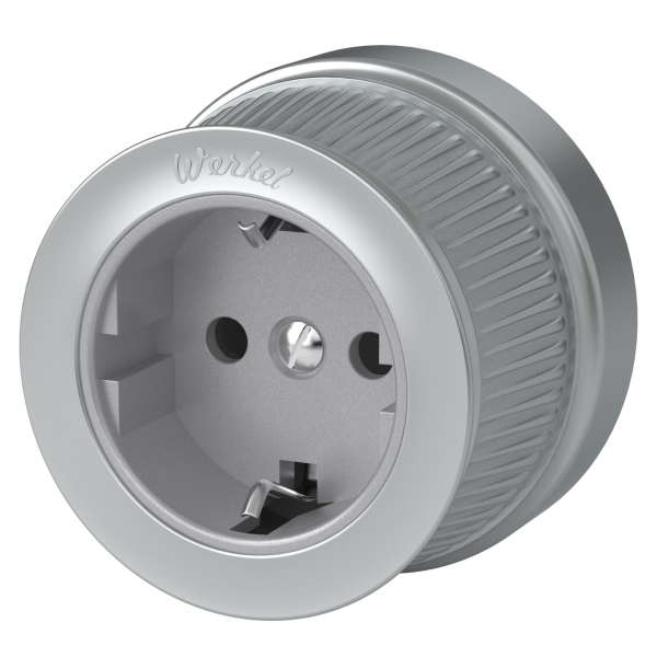 Розетка с заземлением (Матовый хром) Ретро ОУ IP20 Werkel