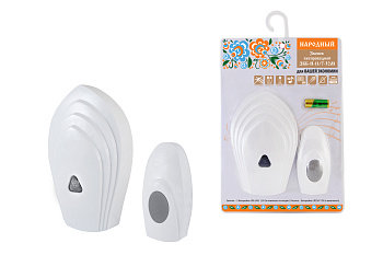 Звонок беспроводной на батарейках "народный" ЗББ-Н-11/7-32М (32 мелодии, кнопка IP30, 2х1,5В АА, отк