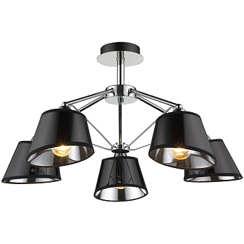 Люстра потолочная Хром/Черный E27 5*60Вт 296-107-05 VELANTE