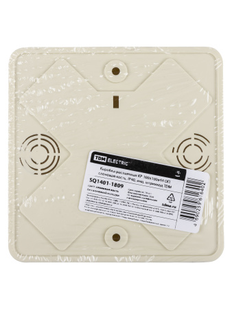 Коробка распаячная КР 100х100х44 ОП, сл. кость, IP40, инд. штрихкод TDM