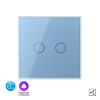 Двухклавишный проходной умный сенсорный выключатель EC, 1 пост, цвет синий Livolo