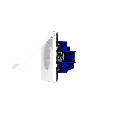 Розетка встраиваемая Voltum S70 с заземлением, защитными шторками и крышкой 16А, (белый глянцевый)