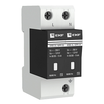 Ограничитель импульсных напряжений ОПВ-D/2P In 5кА 230В с сигн. EKF PROxima 