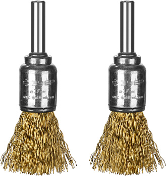 Профессионал. Набор щеток кистевых для дрели, витая стальная латунированная проволока 0,3мм, 17мм, 2шт ЗУБР