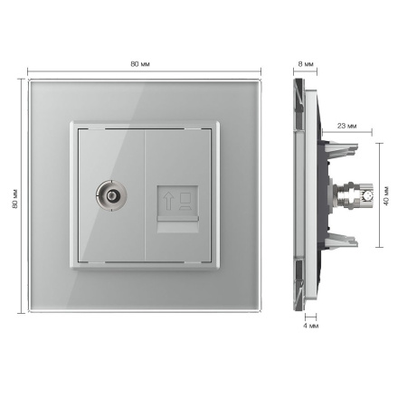 Розетка ТВ/КОМП RJ-45 Серая Livolo