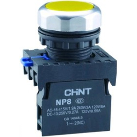 Кнопка упр. NP8-01BND/5 подствет., самовозв., желт., AC110-230В(LED), 1НЗ, IP65 (R) CHINT