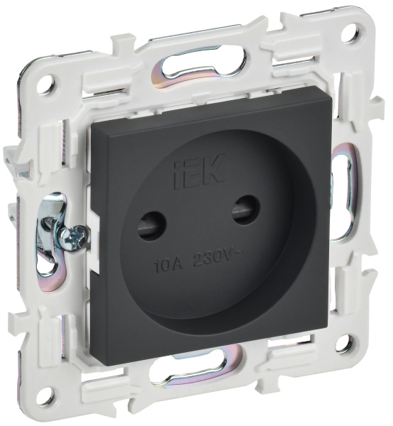 SKANDY Розетка без заземления с защитными шторками 10А SK-R01G графит IEK