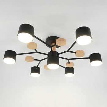 Люстра под лампу GCHL-7GX53-M Черная+Дерево Альберо General