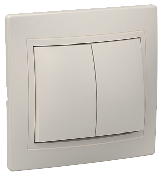 Выключатель 2-клавишный ВС10-2-0-ККм 10А КВАРТА кремовый IEK