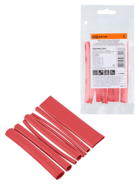 Набор трубок термоусаживаемых, не поддерживающих горение, клеевых, 8 типоразмеров, длиной 10 см ТТкН