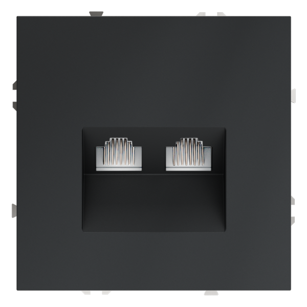 Розетка компьютерная встраиваемая Voltum S70 двойная RJ45+RJ45 КАТ.6, (графит) Розетка компьютерная встраиваемая Voltum S70 двойная RJ45+RJ45 КАТ.6, (графит)