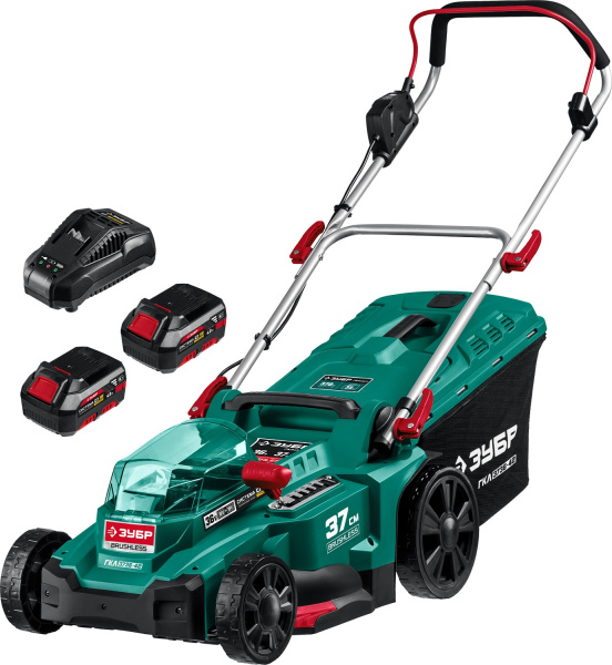 36В бесщеточная газонокосилка, 2х18В АКБ (4Ач). ГКЛ-3736-42 ЗУБР