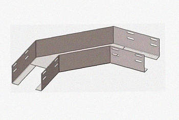 Лоток угловой глухой КГГ 300х200-90 УХЛ1 поворот на 90, горячее цинкование S 1,5 мм
