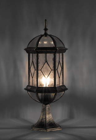 Светильник садово-парковый Feron PL171 шестигранный на постамент 60W E27 230V, черное золото