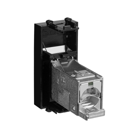 Компьютерная розетка RJ-45 модульная, кат.6 экранированная, "Avanti","Черный квадрат", 1 модуль DKC