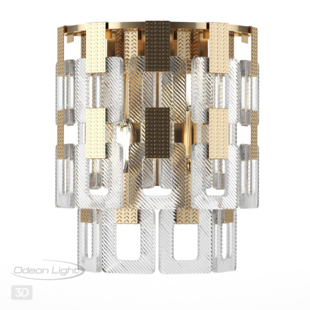 Бра E14 2*40W BUCKLE золотой/стекло ODEON LIGHT