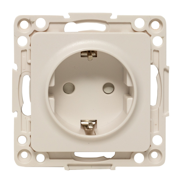 Стокгольм Механизм Розетки 1-местной с/з 16А в/к белый с защ, штор, EKF