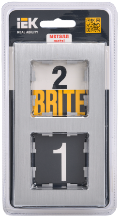 BRITE Рамка 2-мест. РУ-2-1-БрА металл алюм. IEK