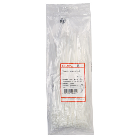 Хомут P6.6 стандартный, белый, 4,8х200 DKC